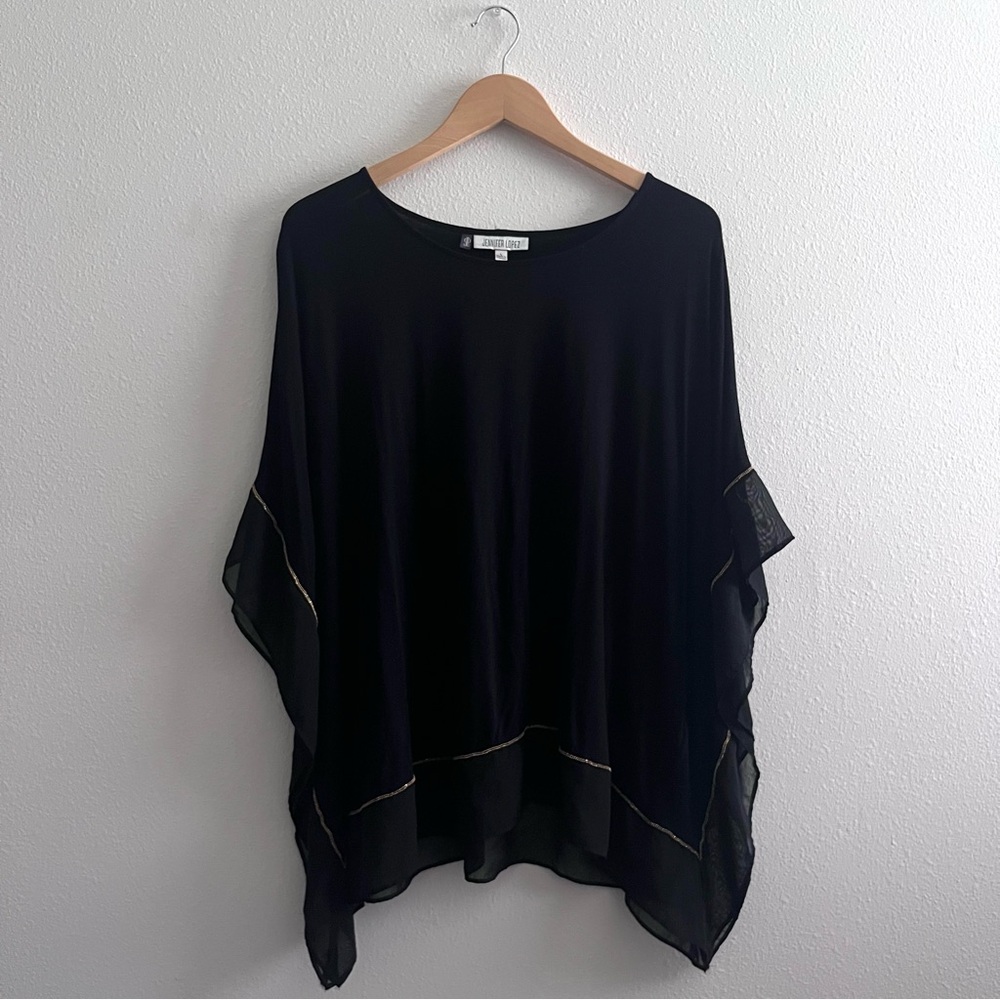 Jennifer Lopez Black Poncho Top